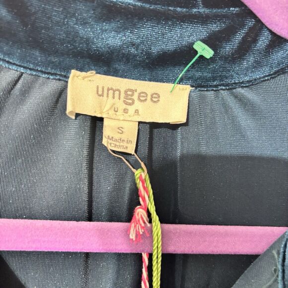Umgee Velvet Tiered Swing Dress Blue Oversized/Button Front/Collared  Small NWT - Picture 4 of 7